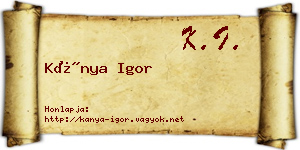 Kánya Igor névjegykártya